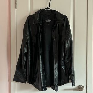 new w out tags! hollister black oversized leather jacket